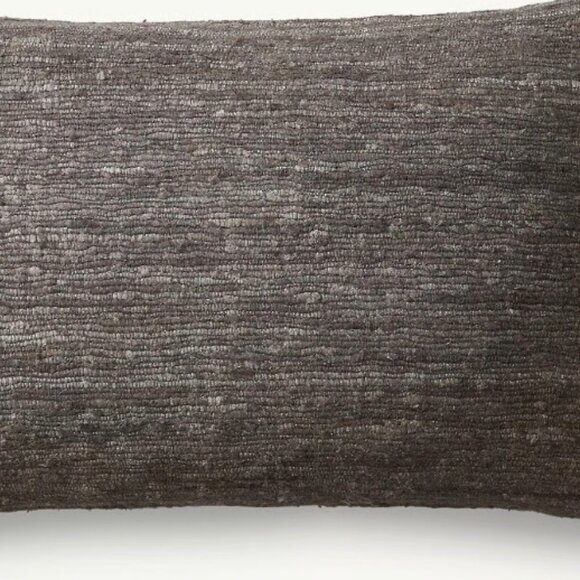 RH Restoration Hardware Seta Marled Raw Silk Lumbar Pillow in Charcoal - Picture 1 of 3